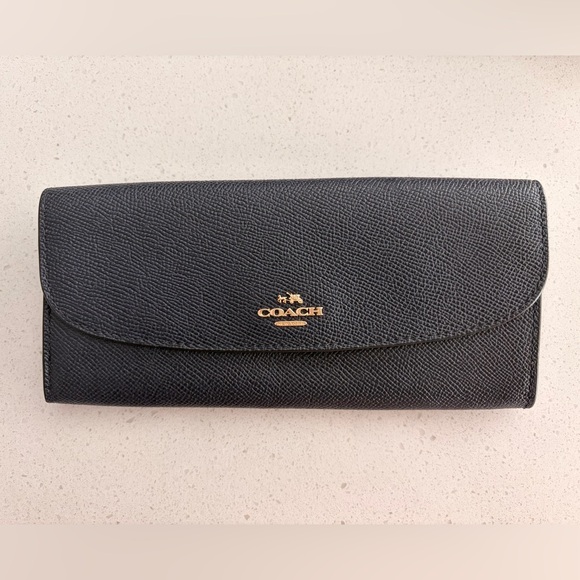 Coach Handbags - NWOT: Coach Midnight Blue Saffiano Continental Wallet